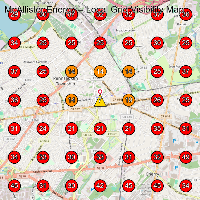 McAllister Energy GeoGrid visibility map for Hvac Contractor in Philadelphia